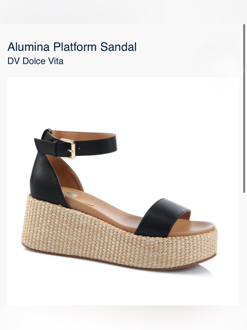 DV by Dolce Vita Black and Tan Woven Alumina Platform Sandal - Never Worn!